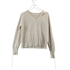 Helmut Lang Distressed Sweater Wool Cashmere Womens Small Ivory PovertyCore‎
